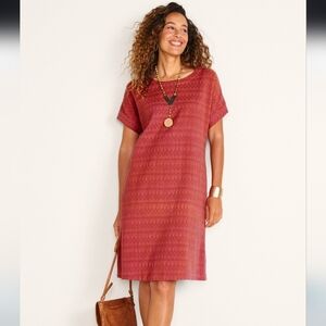 Soft Surroundings Brick Red Remi Gauze Crinkle Dress Size Medium